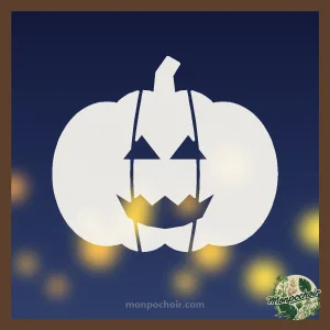 Pochoir Citrouille Jack-o'-lantern peint sur une vitre