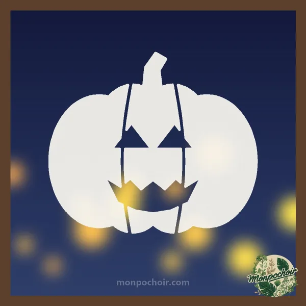 Pochoir Citrouille Jack-o'-lantern peint sur une vitre