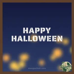 Pochoir Lettrage Happy Halloween peint sur une vitre
