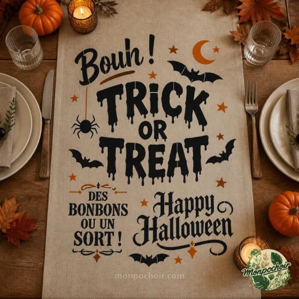 Pochoir Trick or Treat — Bouh ! en situation